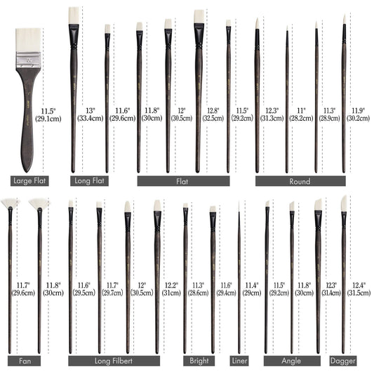 ARTIFY 24 PCS Long Handle Paint Brush Set