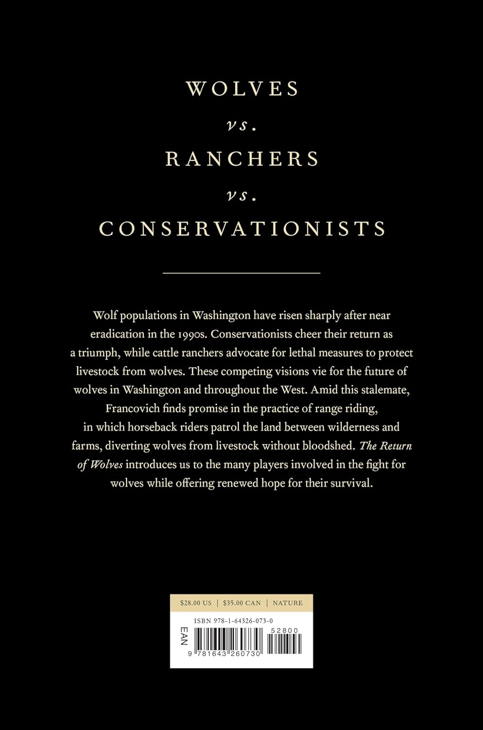 The Return of Wolves: An Iconic Predator's Struggle to Survive in the American West by Eli Francovich