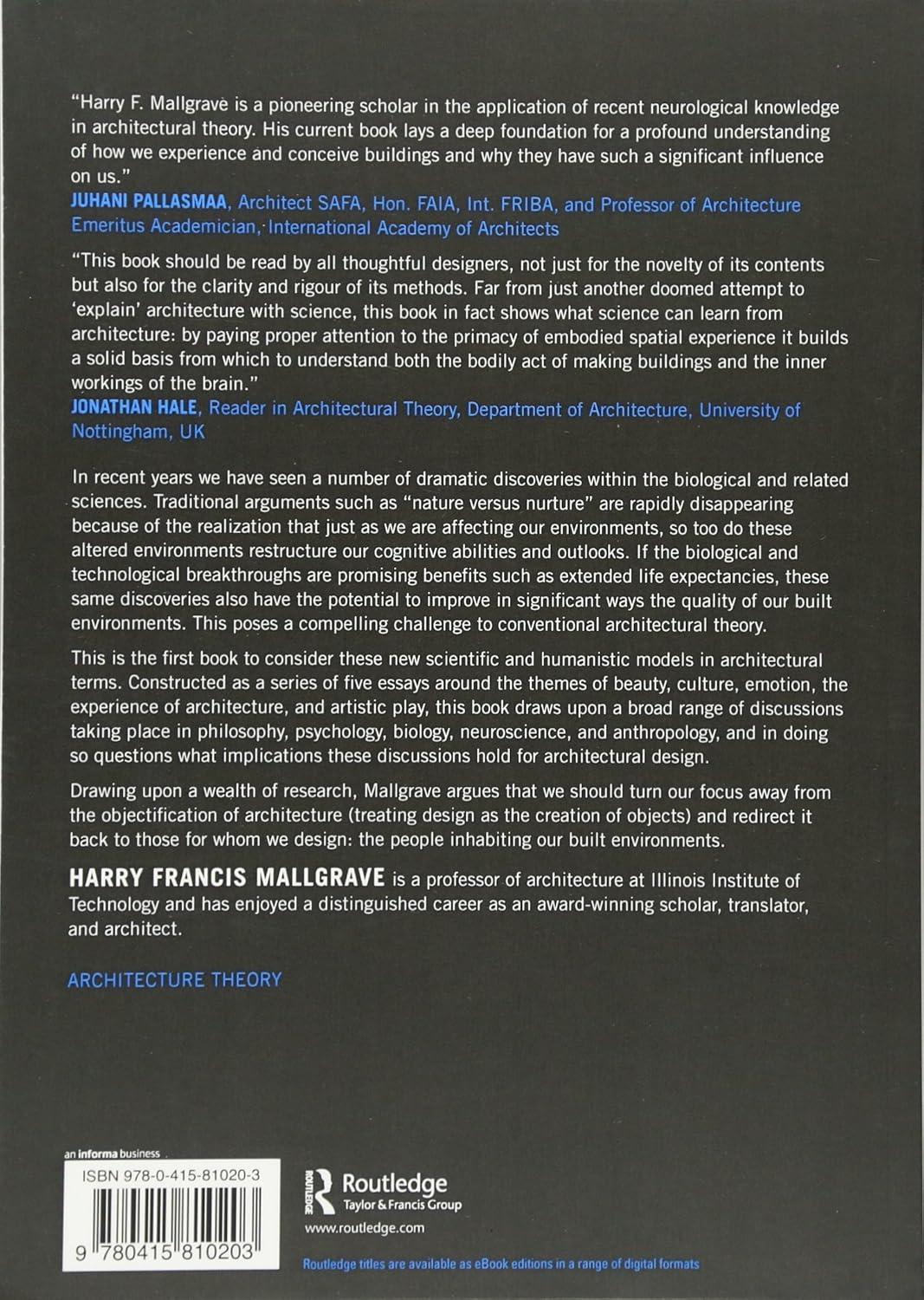 Architecture and Embodiment: The Implications of the New Sciences and Humanities for Design by Harry Francis Mallgrave