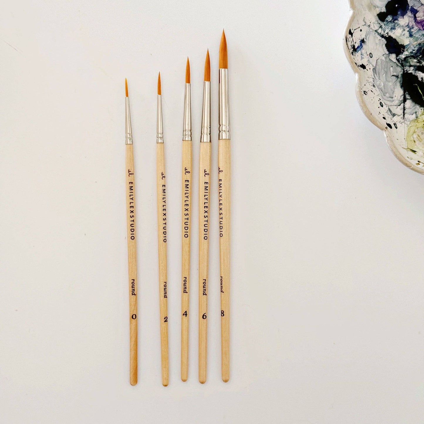 Watercolor Wood Paint Brushes (Set of Five) by Emily Lex