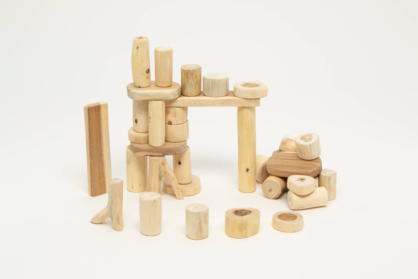 Bark-less blocks - 36 pcs natural wood blocks