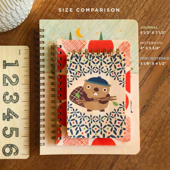 Nature Lover Wood Notebook - Cardinal, Mushrooms & Flowers