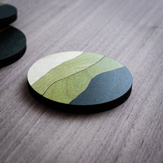 Green Mountains Wood Coasters