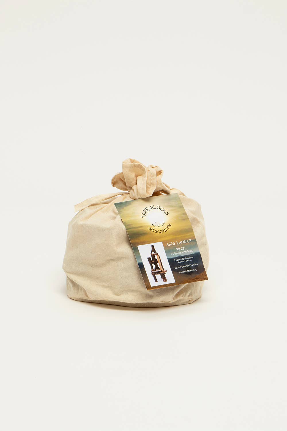 Classic barked blocks 21 pcs - natural wood blocks