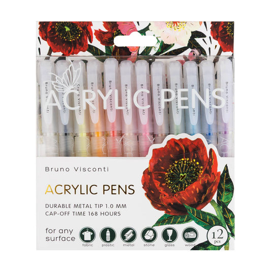 Bruno Visconti Acrylic Pens 12 Color Set - Bloom