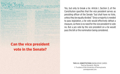 The U.S. Constitution Quiz Deck Knowledge Cards