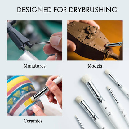 ARTIFY 5 PCS Drybrush Set for Miniature and Model, Expert Series - White