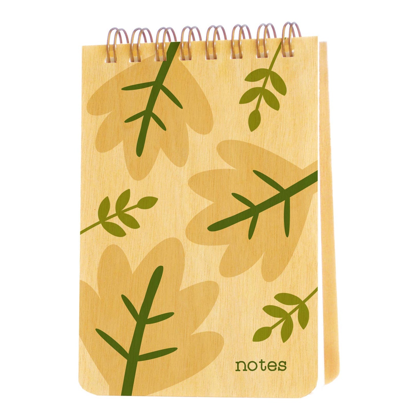 Modern Leaves Wood Mini Notepad