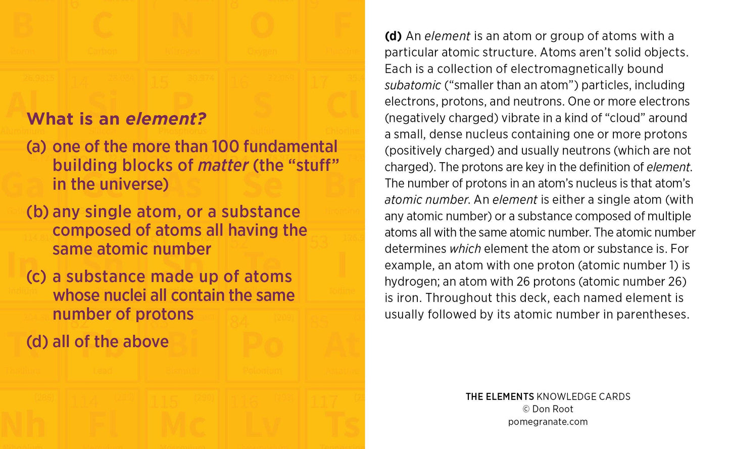 The Elements: A Quiz Deck on the Periodic Table Knowledge Cards