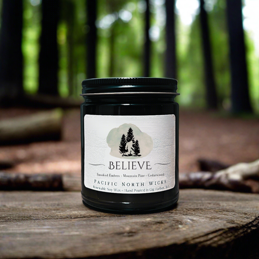 Believe Sasquatch Bigfoot Candle | PNW Inspired | Soy Wax