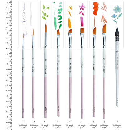 ARTIFY 9 PCS Travel Watercolor Brushes for Beginners & Pros: Camellias