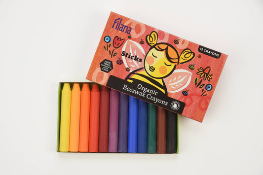 FILANA Organic Beeswax Stick Crayons: 12 Classic Colors