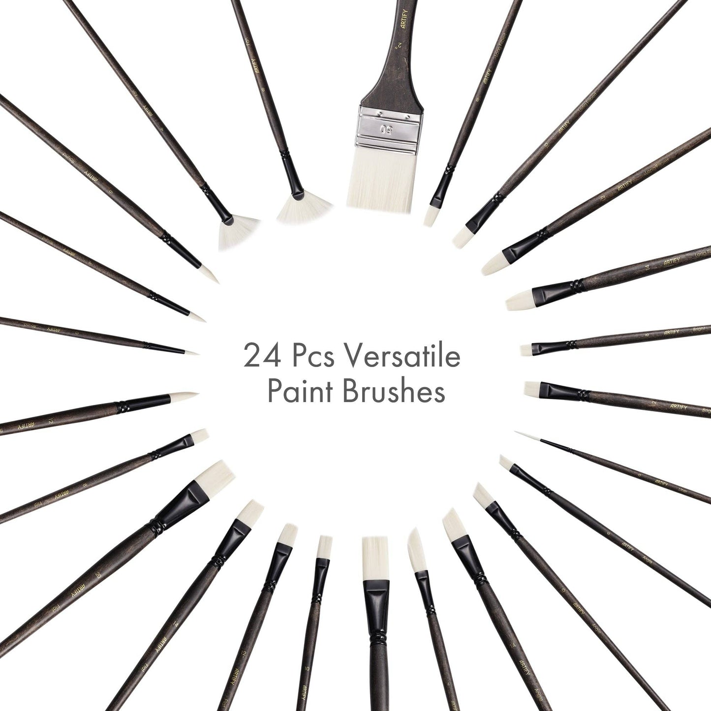 ARTIFY 24 PCS Long Handle Paint Brush Set