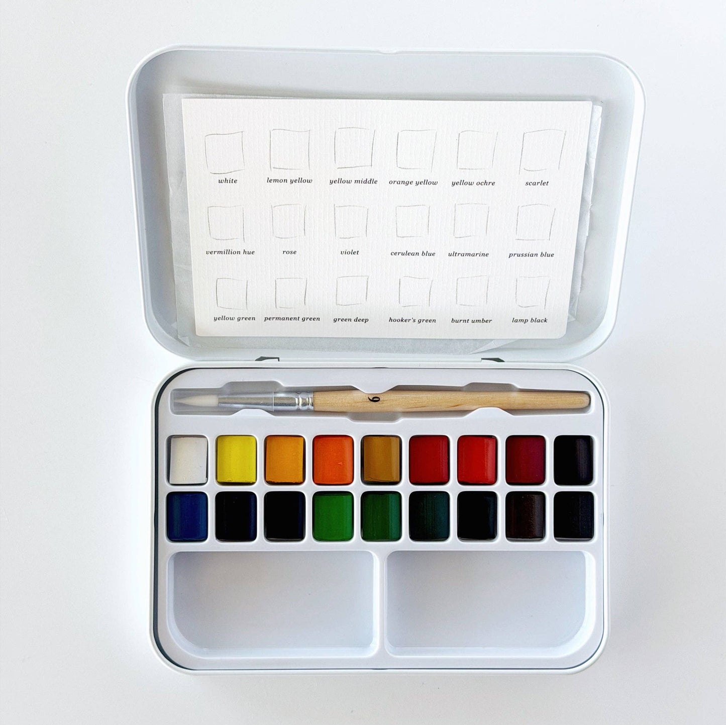 18 Watercolor Paint Set (With Mixing Tin and Brush)