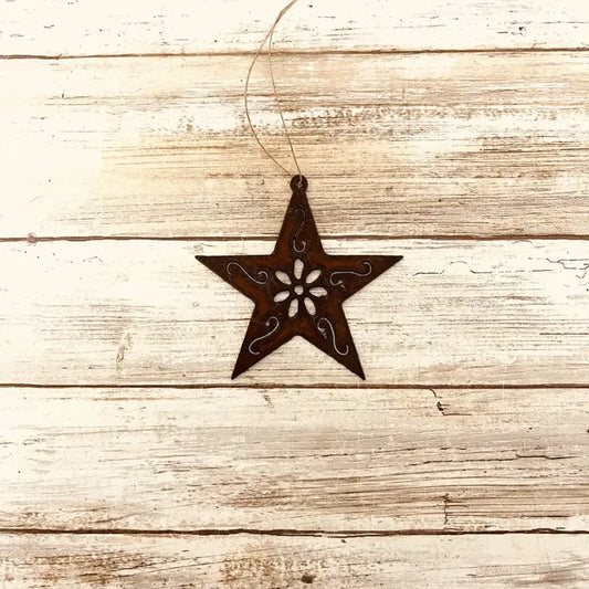 Star Garden Friend Western Rustic Metal Ornament