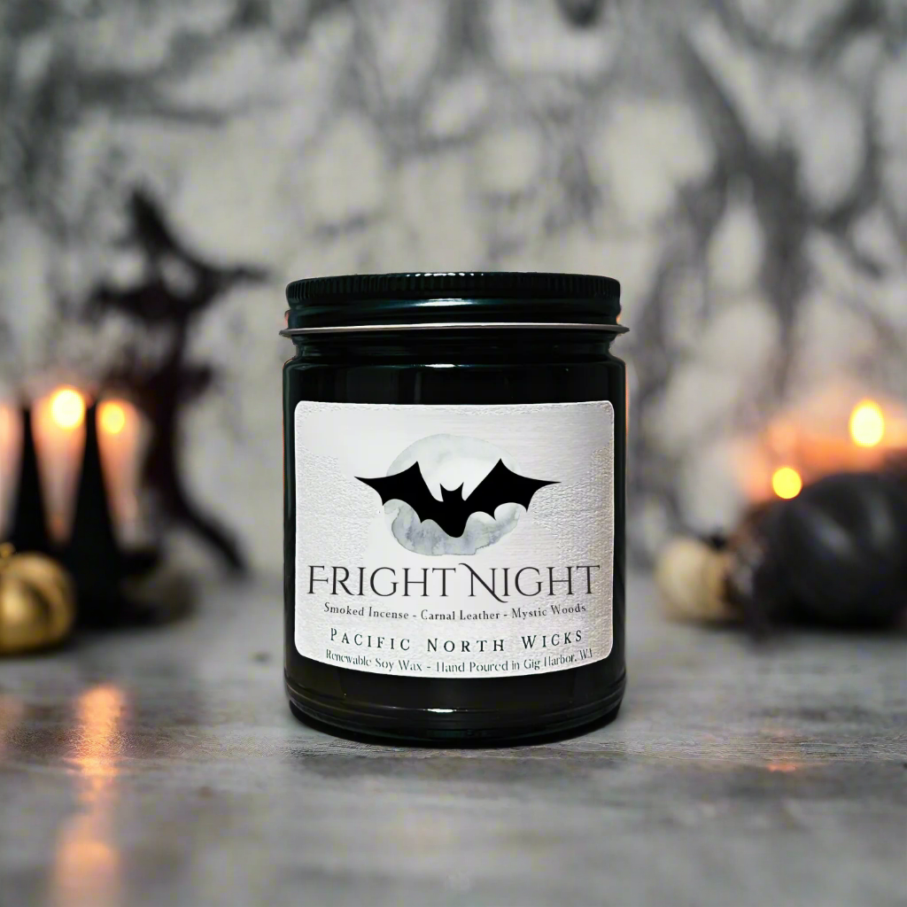 Fright Night Candle | Halloween Soy Candle | 8 oz Amber Jar