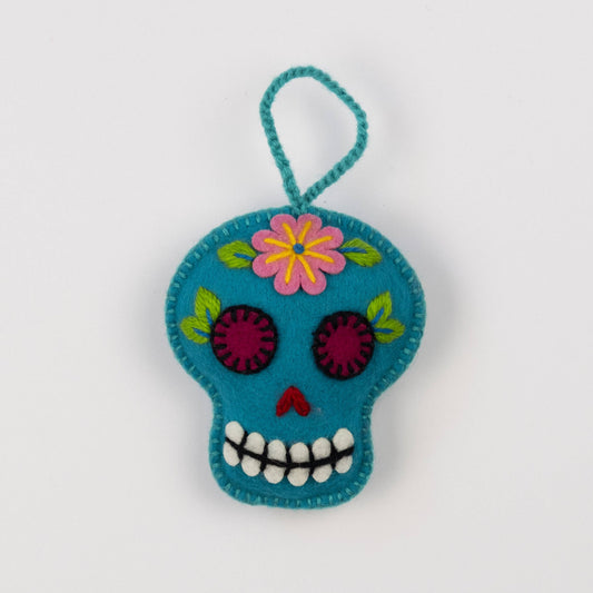Embroidered Felt Sugar Skull Ornament