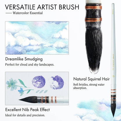 ARTIFY 9 PCS Travel Watercolor Brushes for Beginners & Pros: Camellias