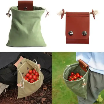 Portable Leather Canvas Foraging Bag Pouch
