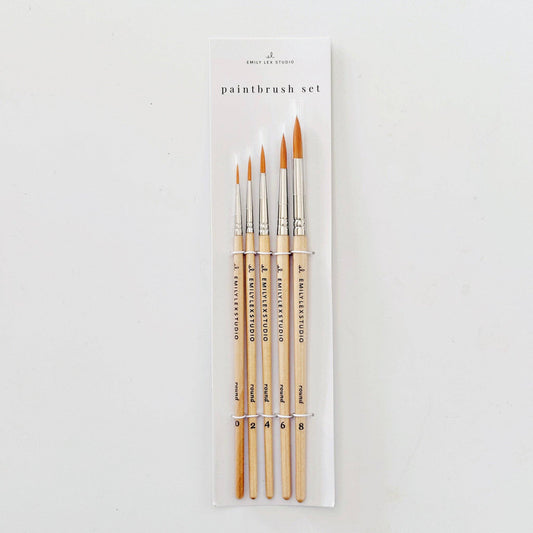 Watercolor Wood Paint Brushes (Set of Five) by Emily Lex