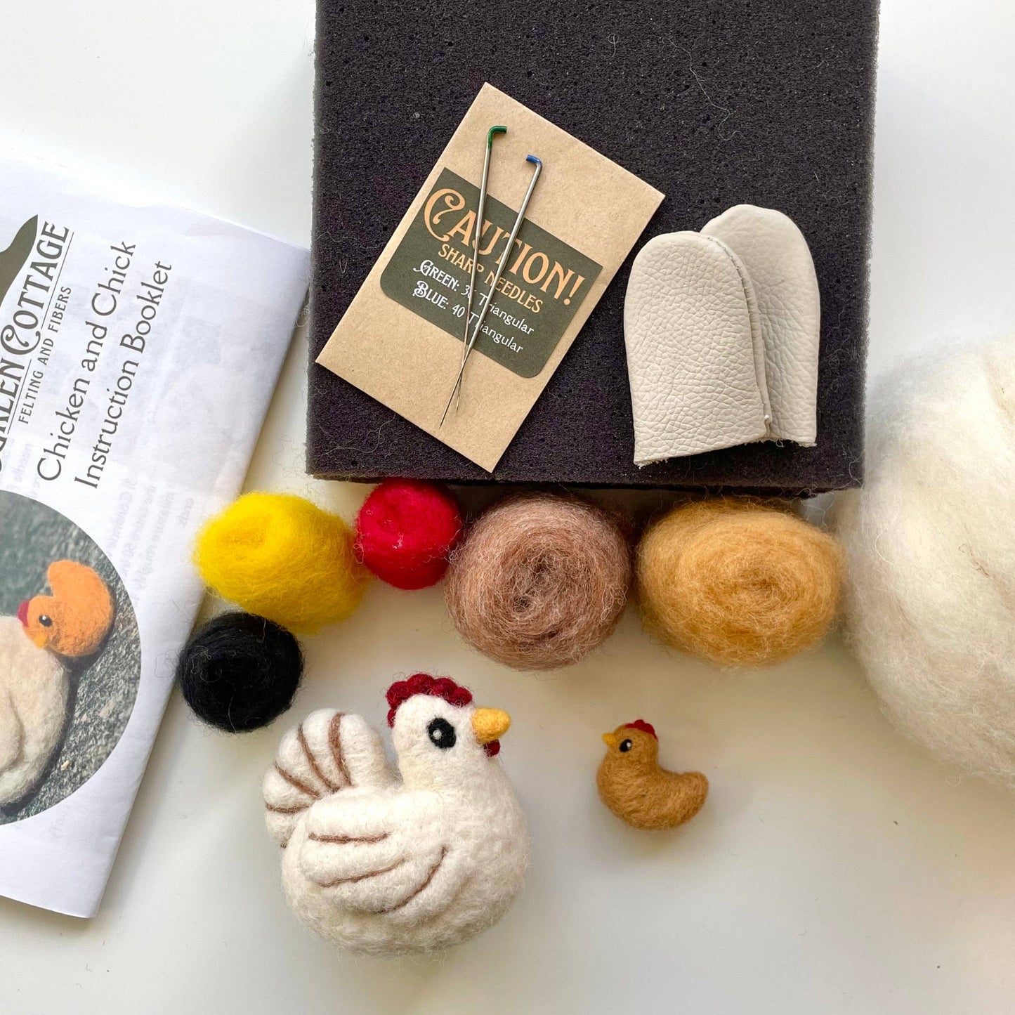 Chicken and Chick Beginner Needle Felting Kit