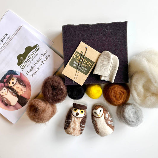 Great Horned and Barn Owls Needle Felting Kit