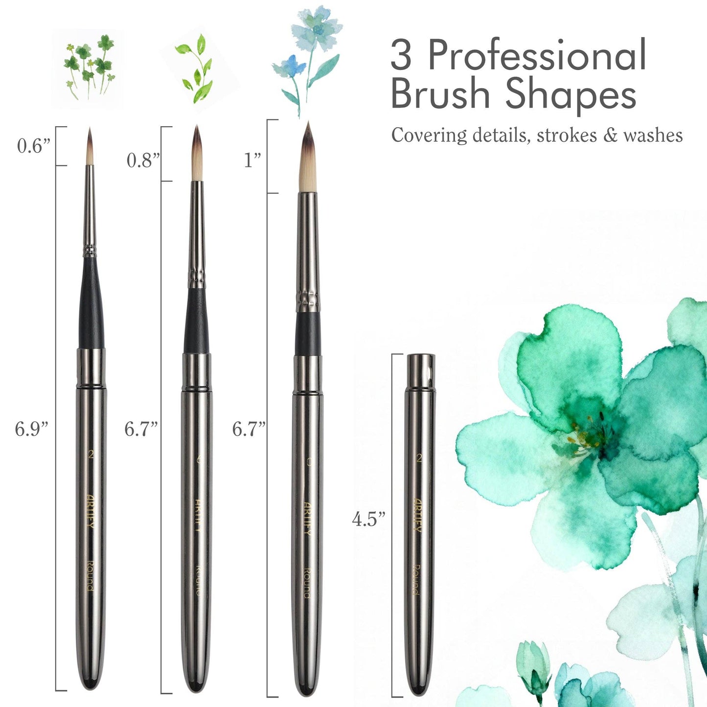 ARTIFY 3 PCS Travel Watercolor Brush Set