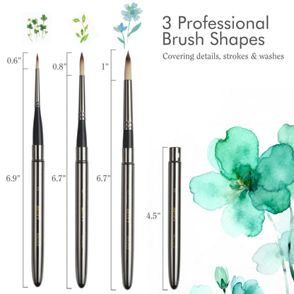 ARTIFY 3 PCS Travel Watercolor Brush Set
