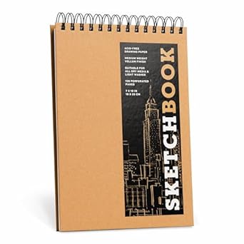 Sketchbook 7 X 10 FlipTop Landscape Kraft Spiral Hardcover Mixed Media Sketchbook for Drawing: Acid-Free Quality Paper (128 Pages): Acid-Free Quality Paper (128 Pages)