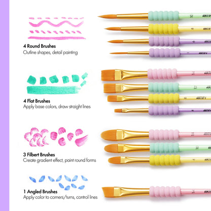 ARTIFY 12 PCS All-Purpose Paint Brushes for Kids