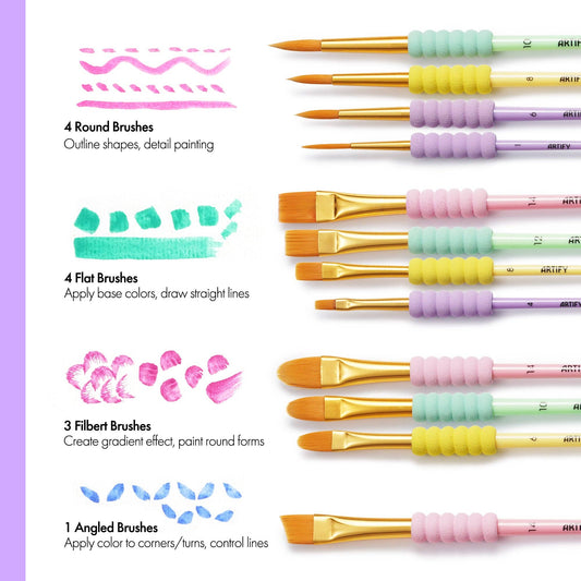 ARTIFY 12 PCS All-Purpose Paint Brushes for Kids