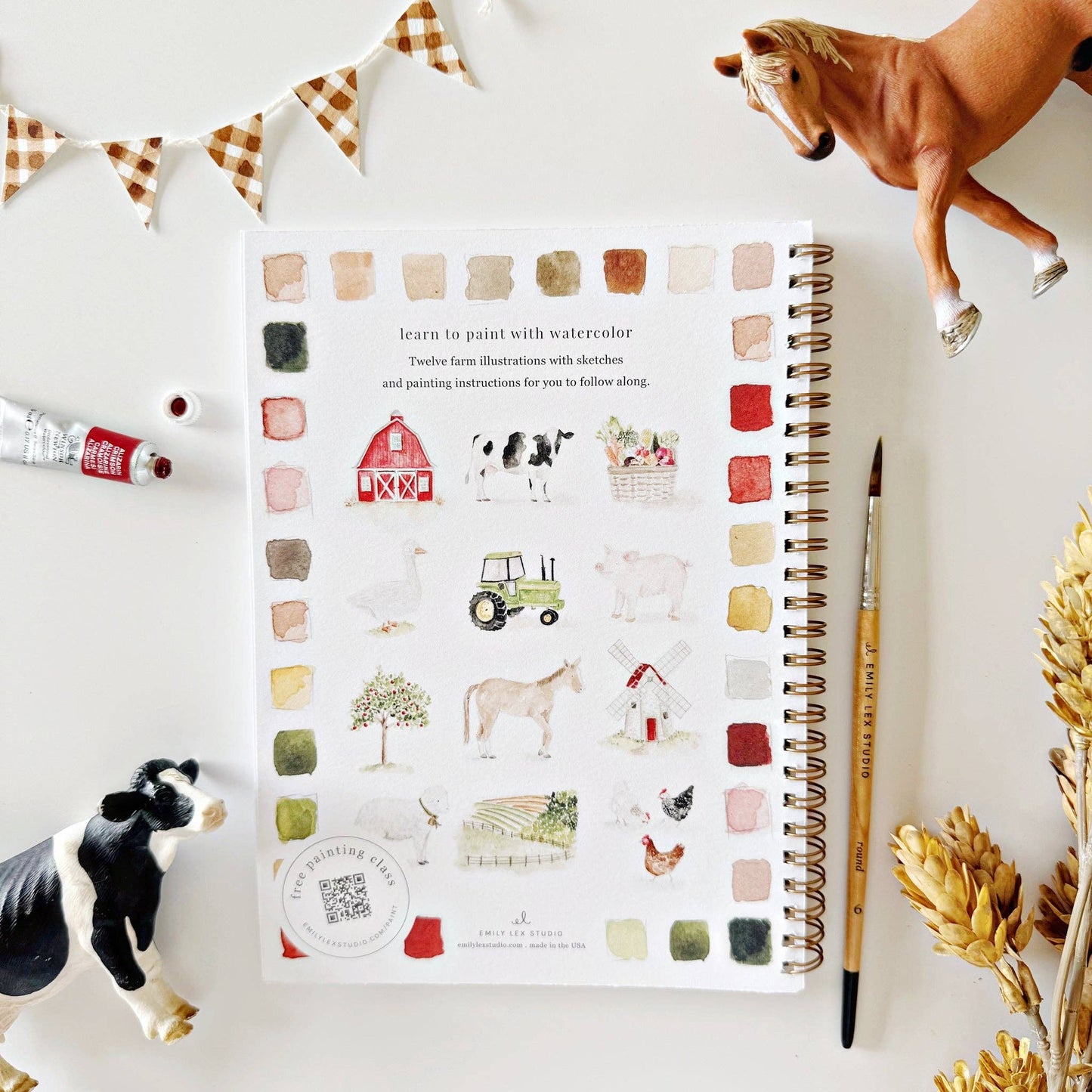 Farm Watercolor Workbook by Emily Lex