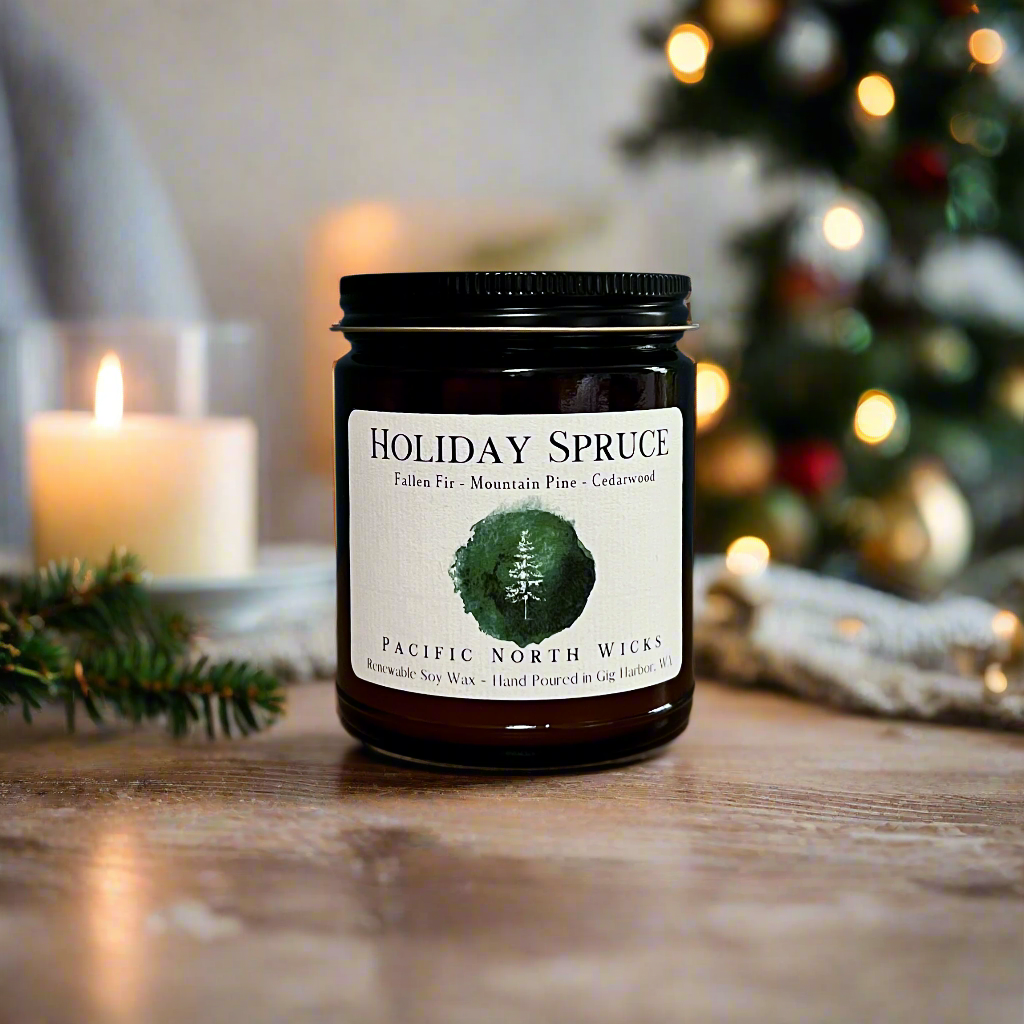 Holiday Spruce Candle | Evergreen, Pine, Fir Scent | Soy 