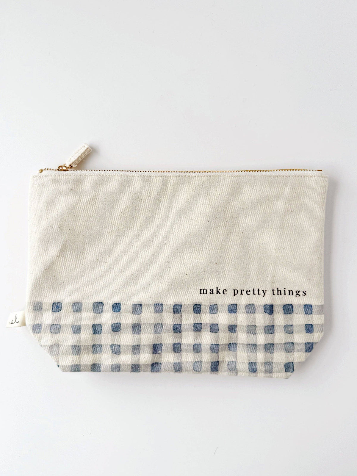 Canvas Zipper Pouch with Inscription of 'make pretty things'