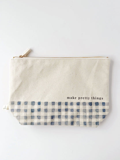 Canvas Zipper Pouch with Inscription of 'make pretty things'