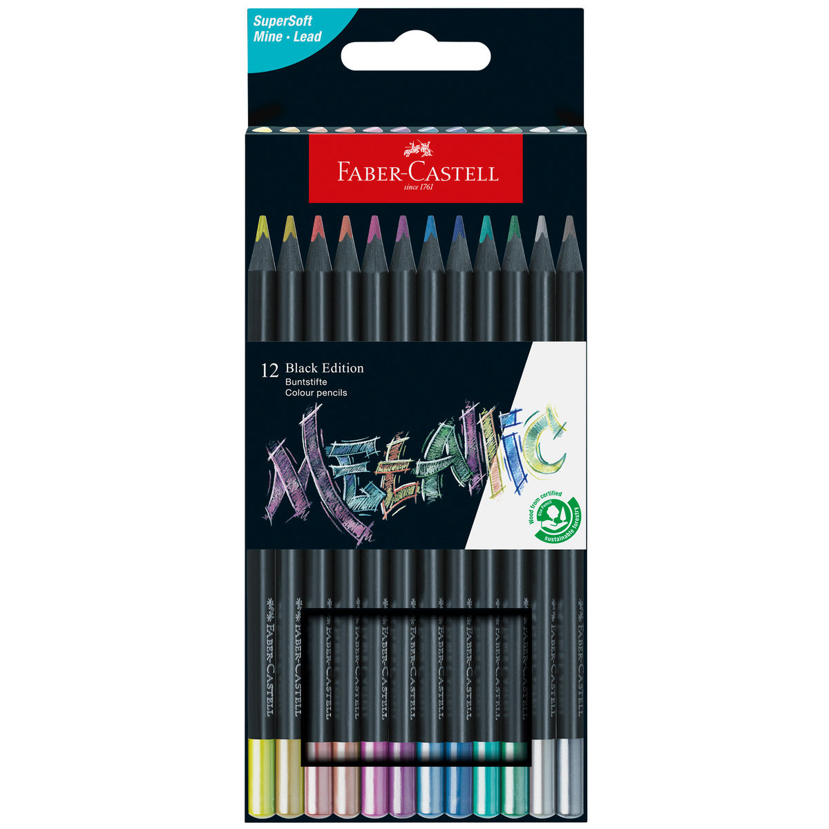 Black Edition Metallic Color Pencils Set of 12