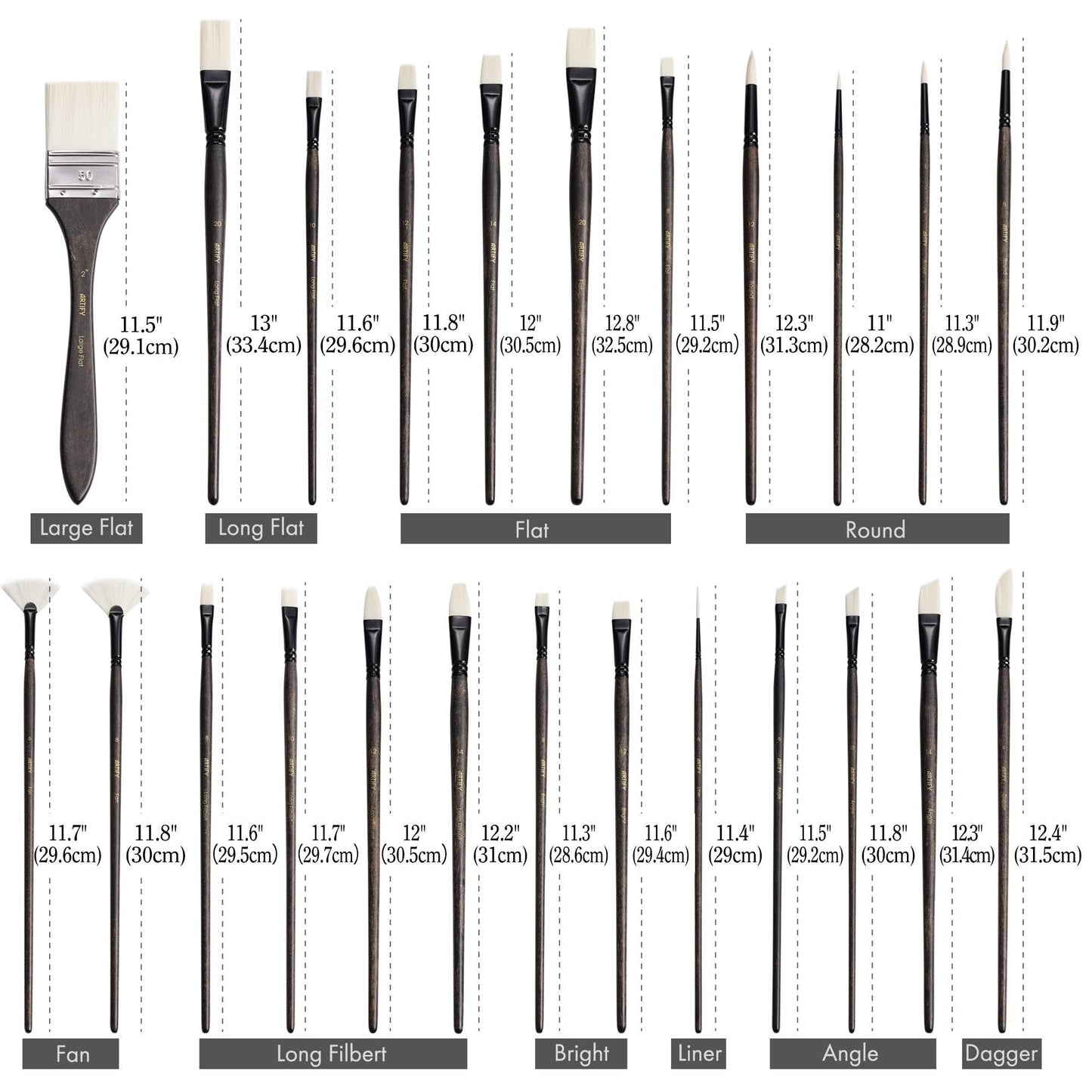 ARTIFY 24 PCS Long Handle Paint Brush Set