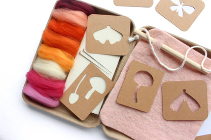 Moth and Mushroom Banner Felting Kit- 8"x8"
