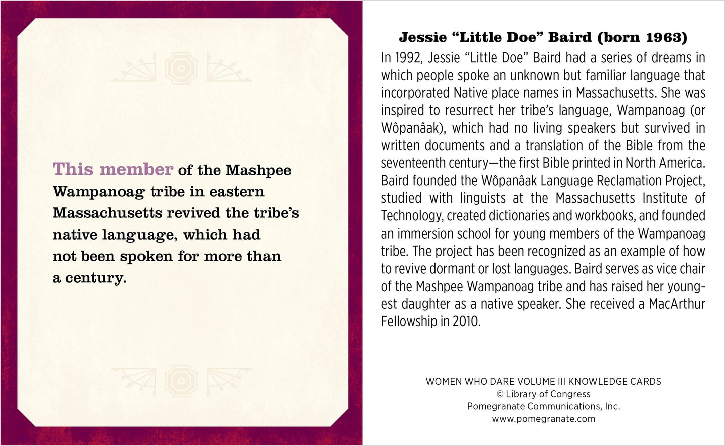Women Who Dare Vol. III Knowledge Cards