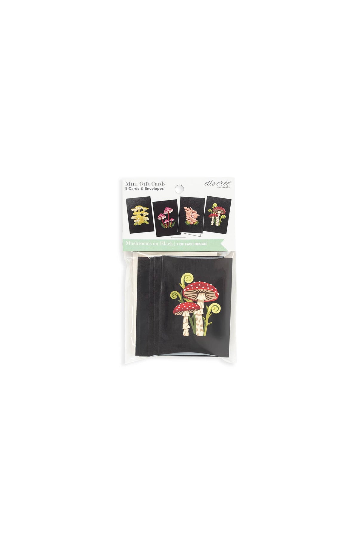 Mini Gift Card Sets | Mushrooms on Black