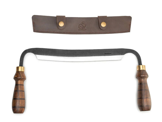 Hand-Forged Drawknife with Leather Sheath