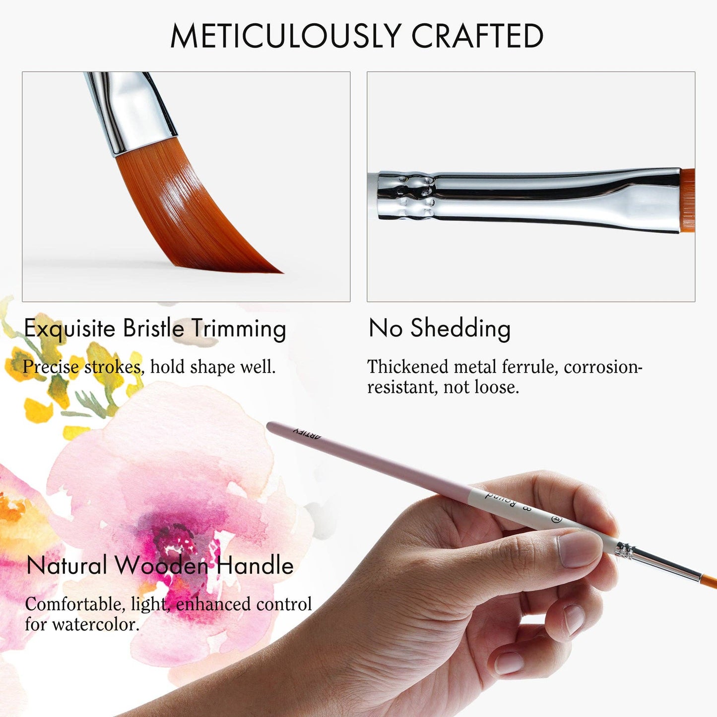 ARTIFY 9 PCS Travel Watercolor Brushes for Beginners & Pros: Lilacs