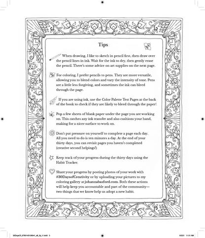 30 Days of Creativity: Draw, Color, and Discover Your Creative Self by Johanna Basford