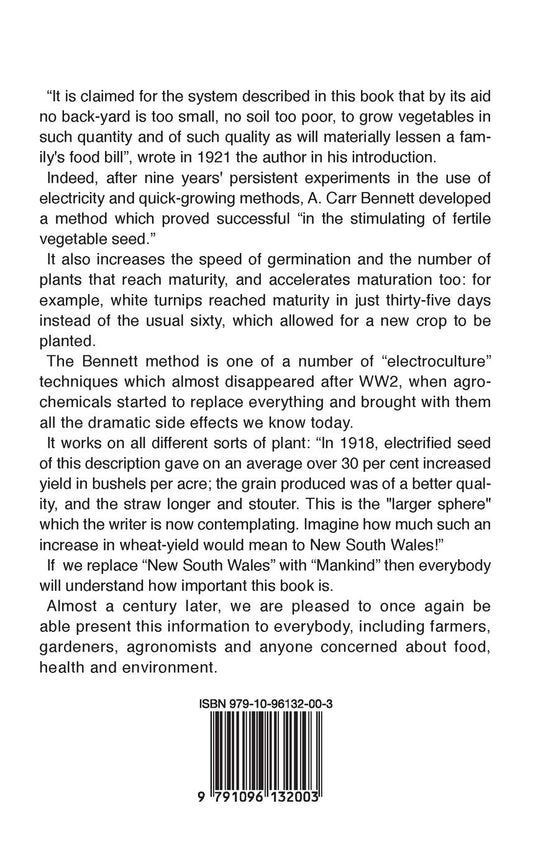 Electroculture - The Application of Electricity to Seeds in Vegetable Growing