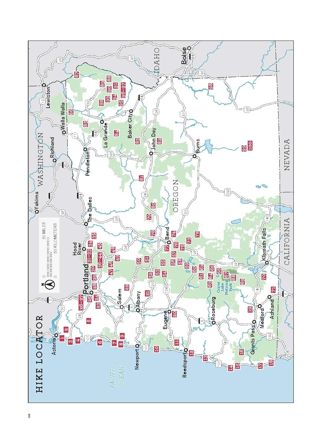100 Classic Hikes Oregon: Oregon Coast * Coast Range * Western Valleys * Columbia River Gorge * Cascade Range * Central Oregon * Wallowa Mountains * Southeast Oregon by Eli Boschetto
