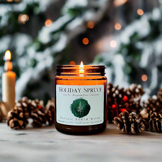 Holiday Spruce Candle | Evergreen, Pine, Fir Scent | Soy 