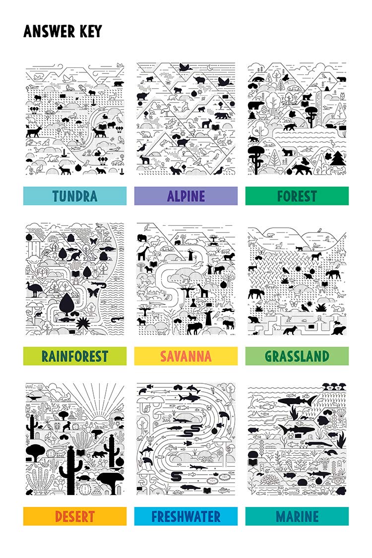 Seek & Find Biomes: Tundra, Alpine, Forest, Rainforest, Savanna, Grassland, Desert, Freshwater, Marine