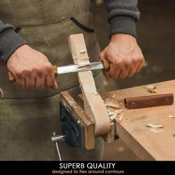 Drawknife with Oak Handle in Leather Sheath-DK1S