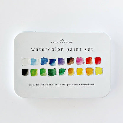 18 Watercolor Paint Set (With Mixing Tin and Brush)