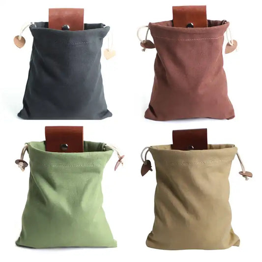 Portable Leather Canvas Foraging Bag Pouch